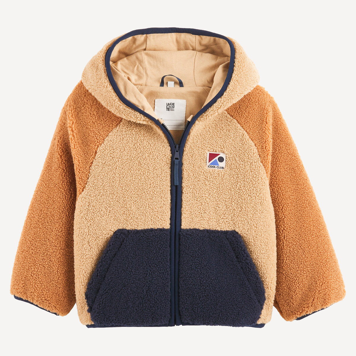 Gilet à capuche en sherpa beige/bleu marine, LA REDOUTE COLLECTIONS