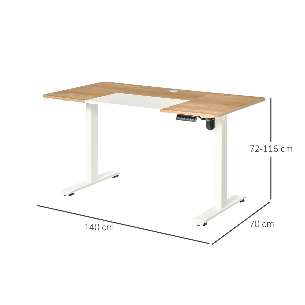 Bureau réglable en hauteur, GRANTA chêne, MEUBLES COSY