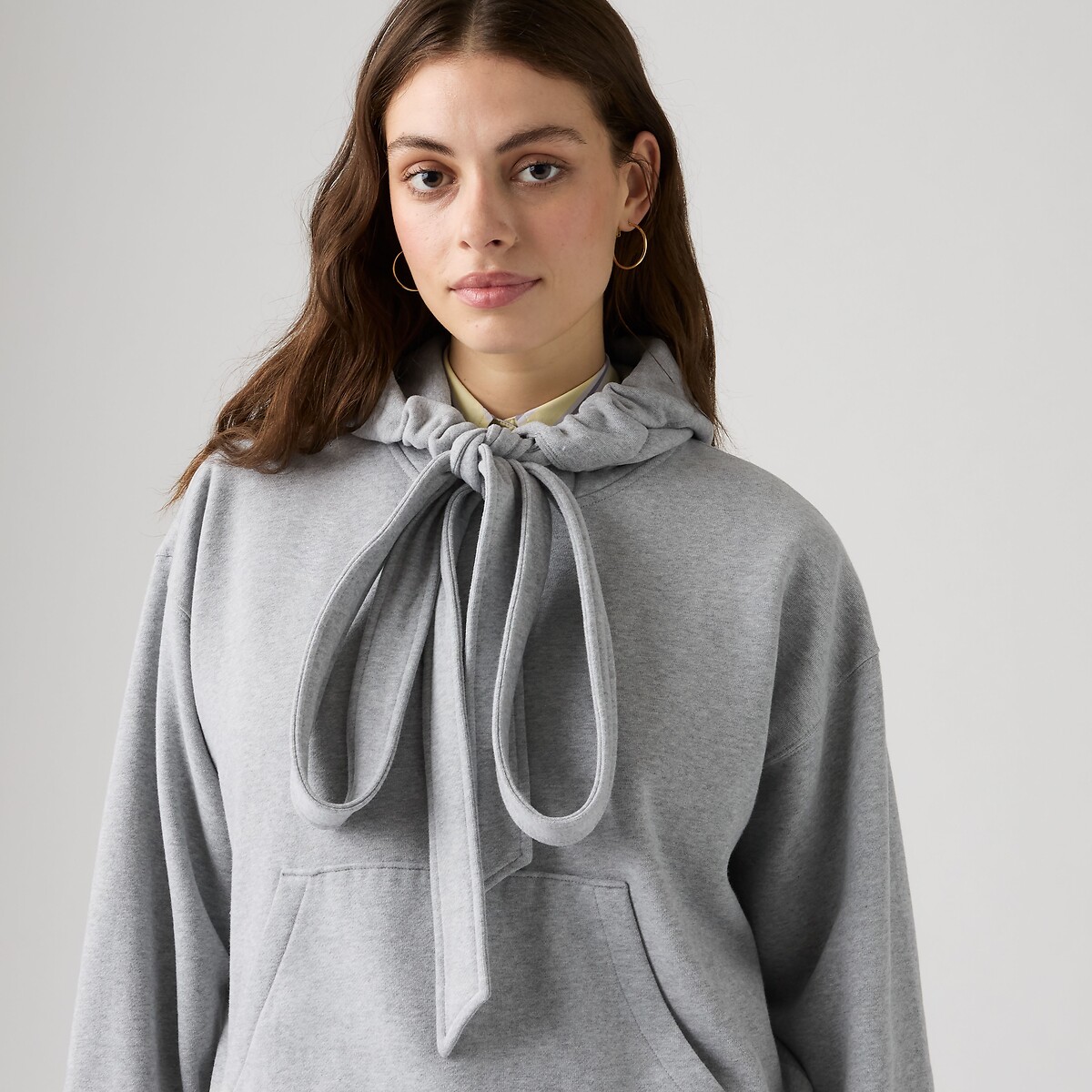 Sweat à capuche col lavallière gris, LEVI'S