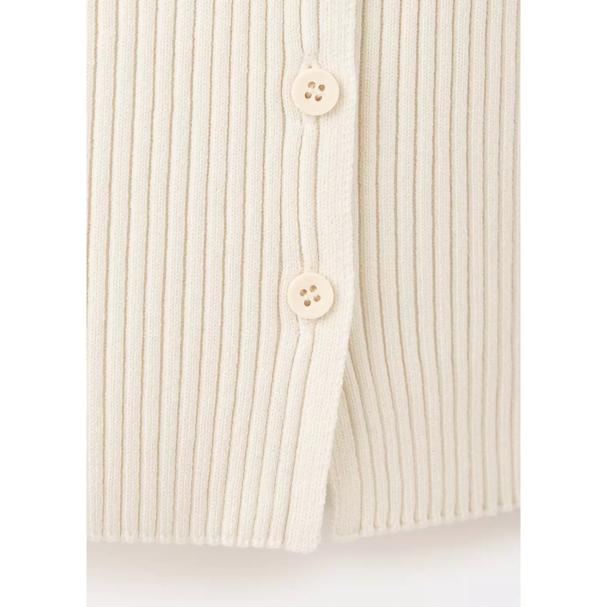 Cardigan asymétrique côtelé écru, MANGO