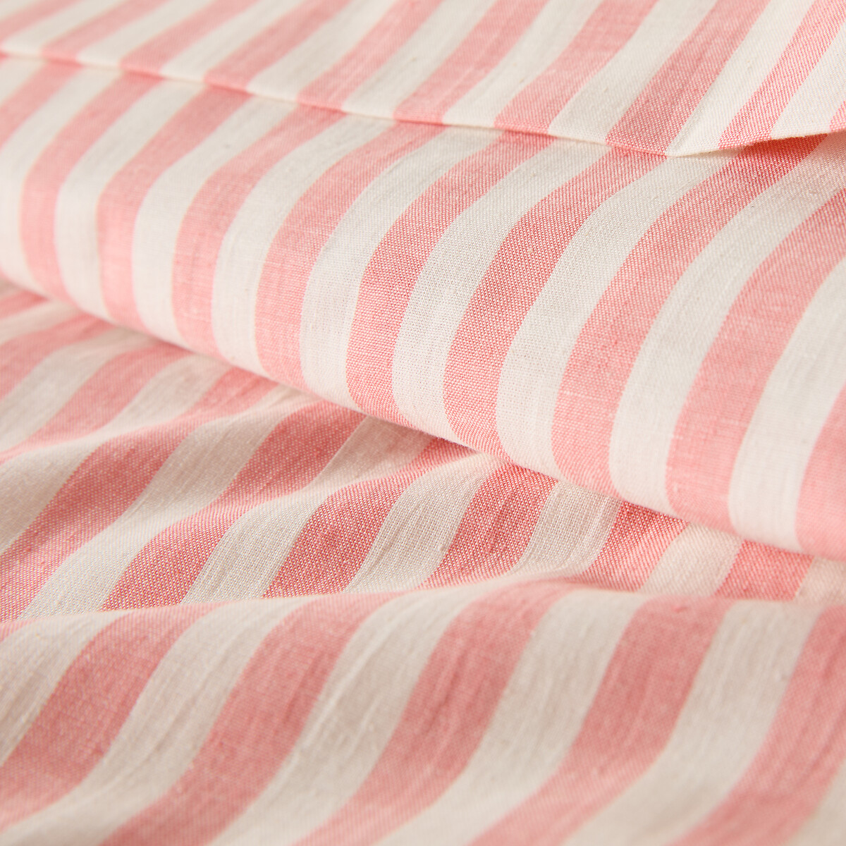 Housse de couette en coton, SOIZIC CORAIL rayé corail, LA REDOUTE INTERIEURS