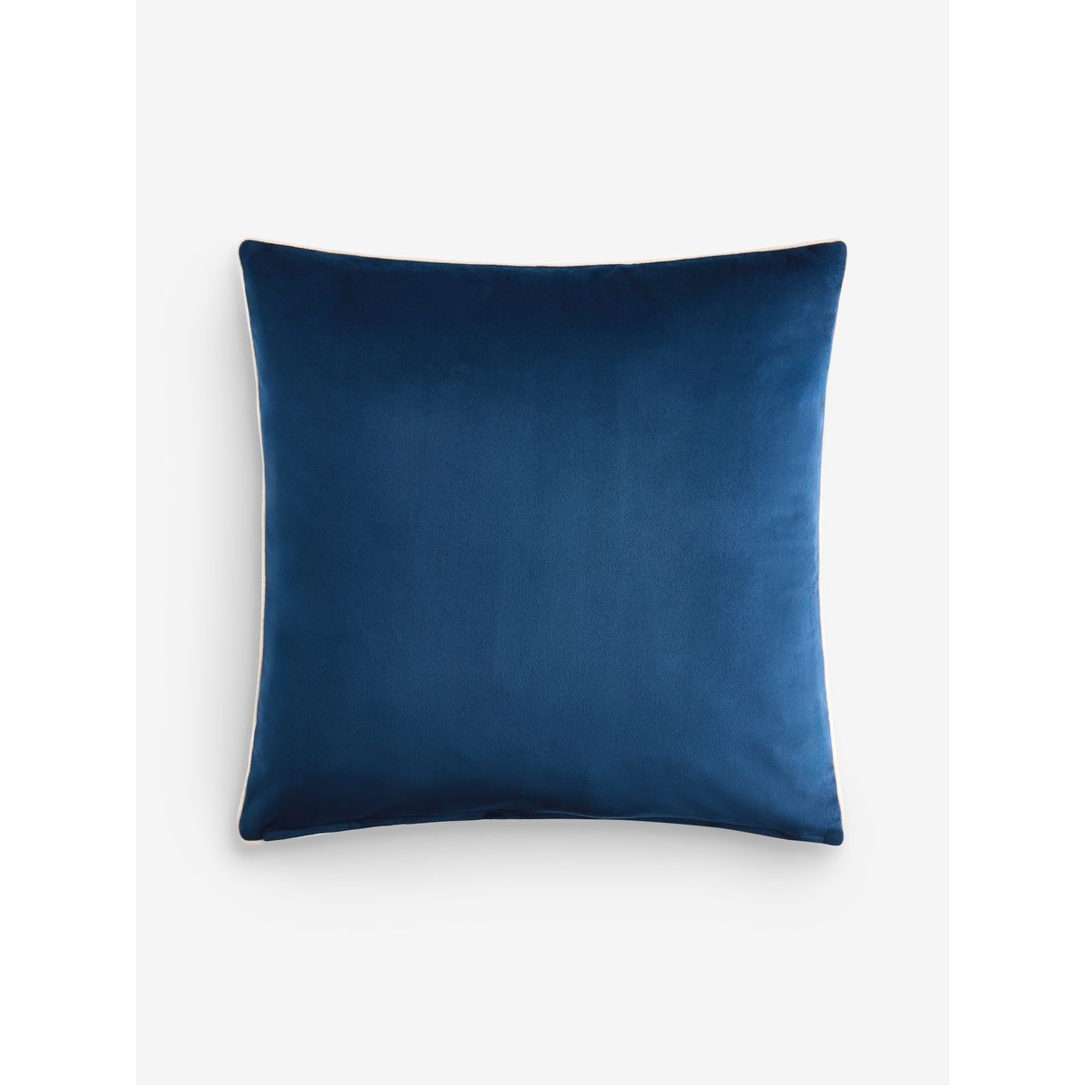 Coussin en velours mat avec liseré contrasté bleu marine, NEXT