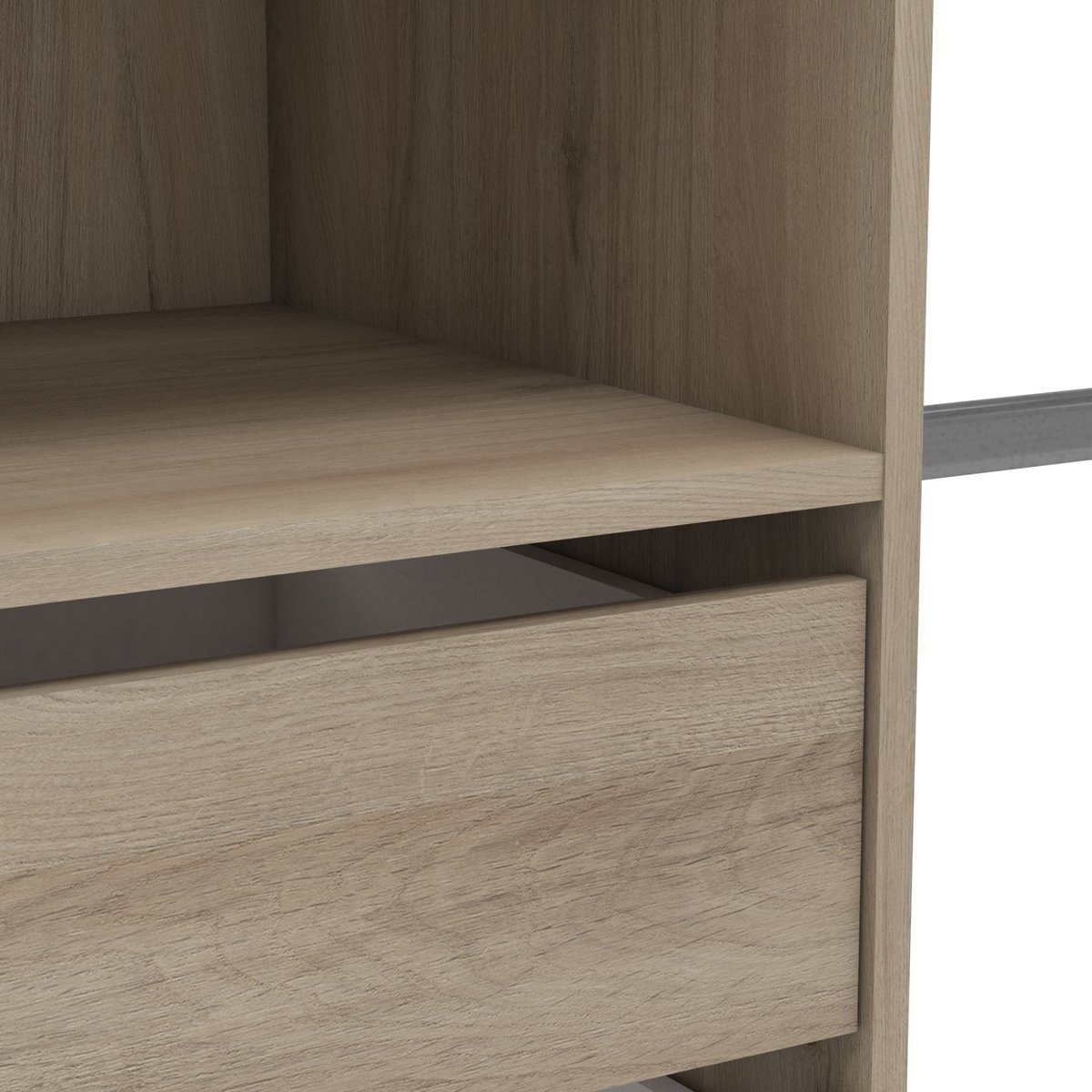 Dressing modulable avec étagères et tiroirs bois clair, TERRE DE NUIT