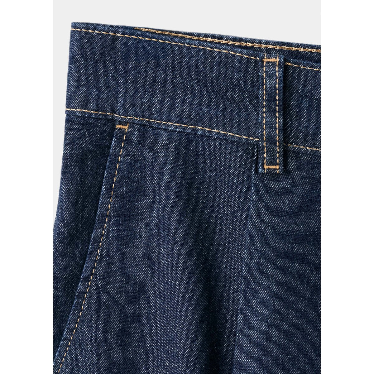 Bermuda en jean taille normale à pinces bleu, MANGO