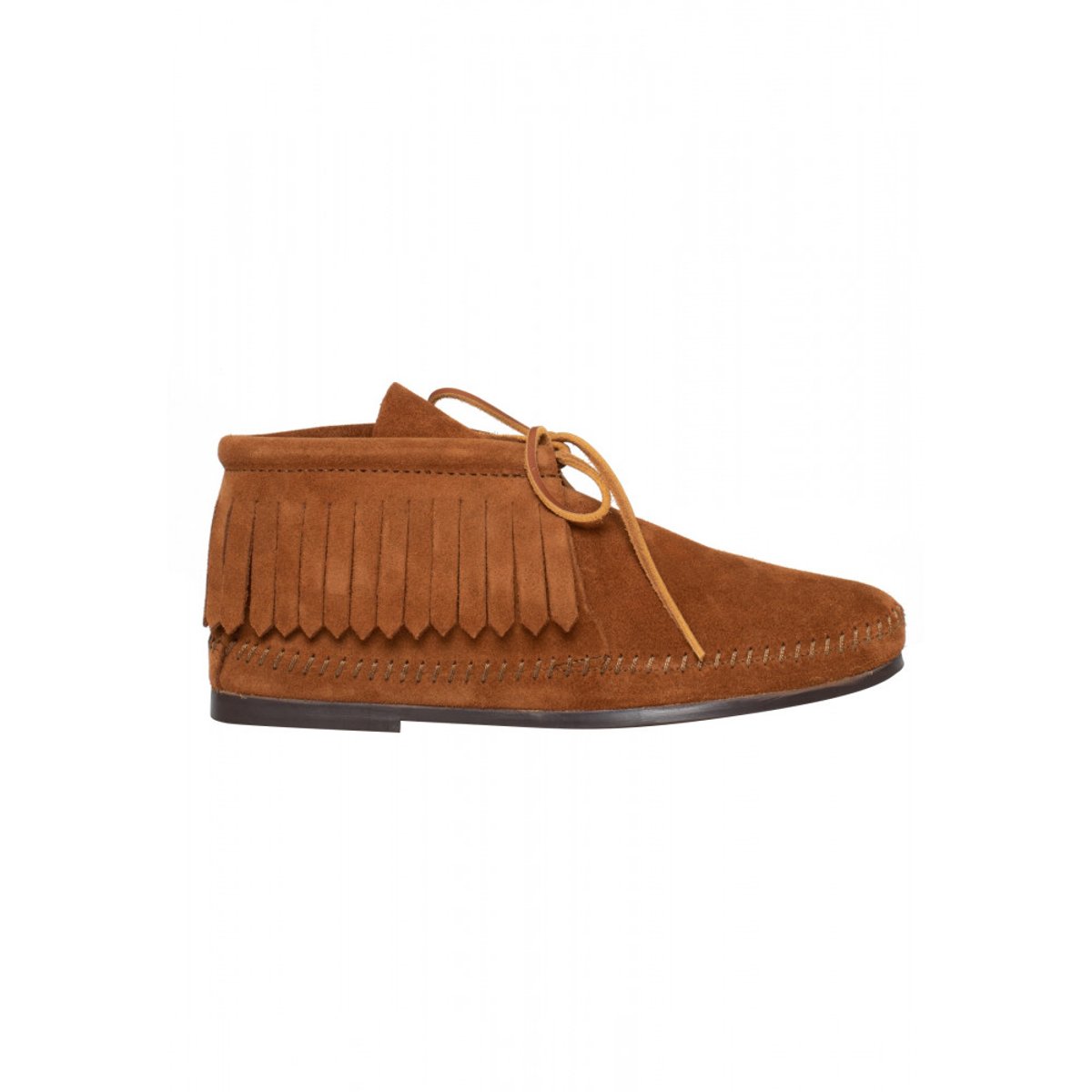 Mocassins montants en daim CLASSIC FRINGE marron, MINNETONKA