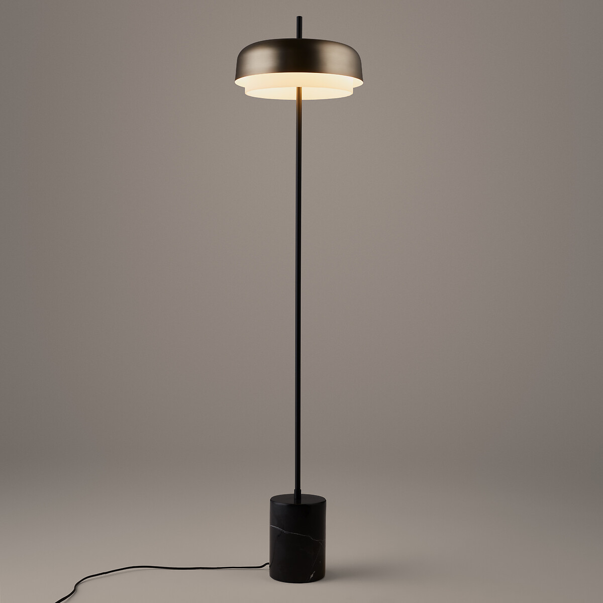Lampadaire métal fer et marbre, Clepsos moka, AM.PM