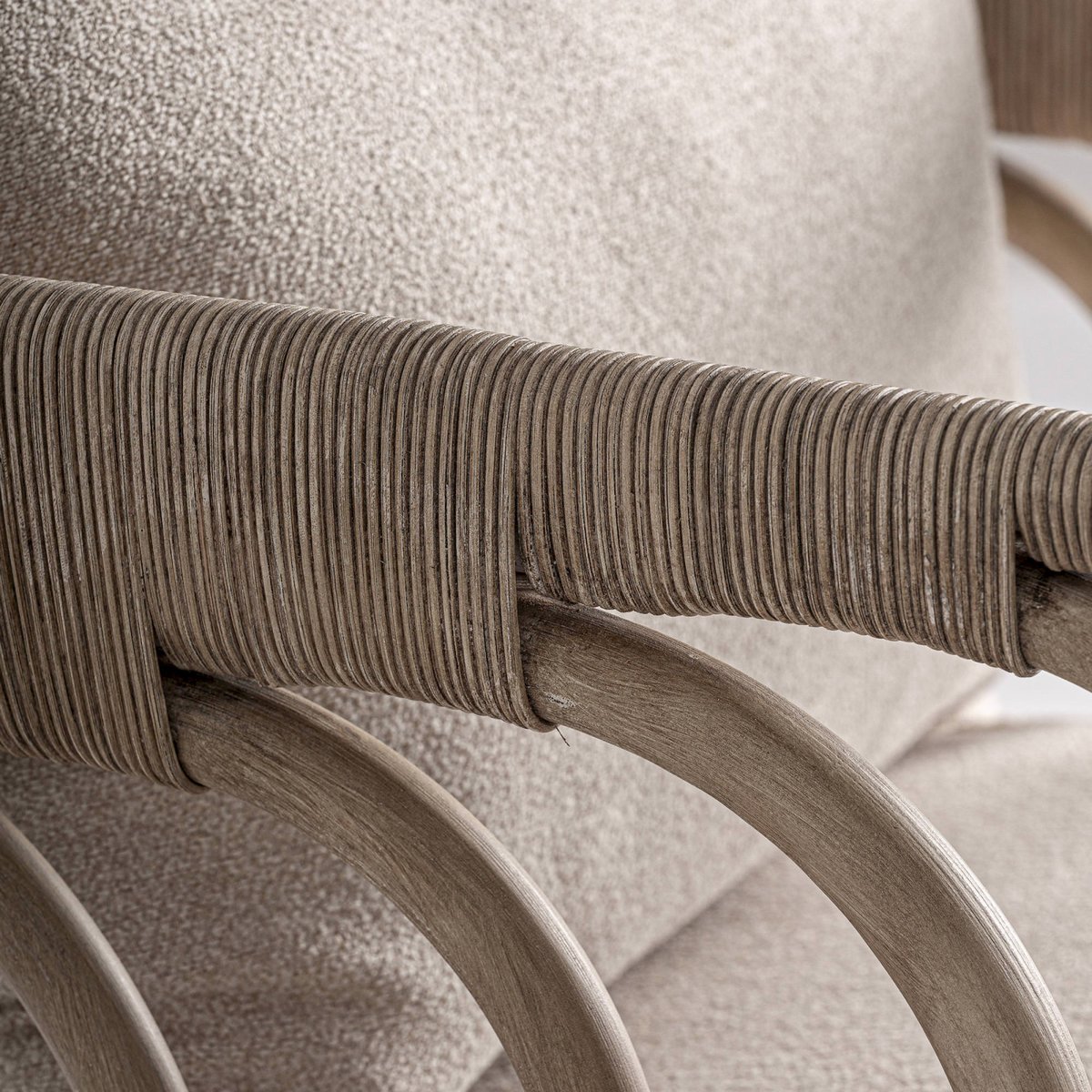 Fauteuil contemporain en rotin beige et rotin marron, RECOLLECTION