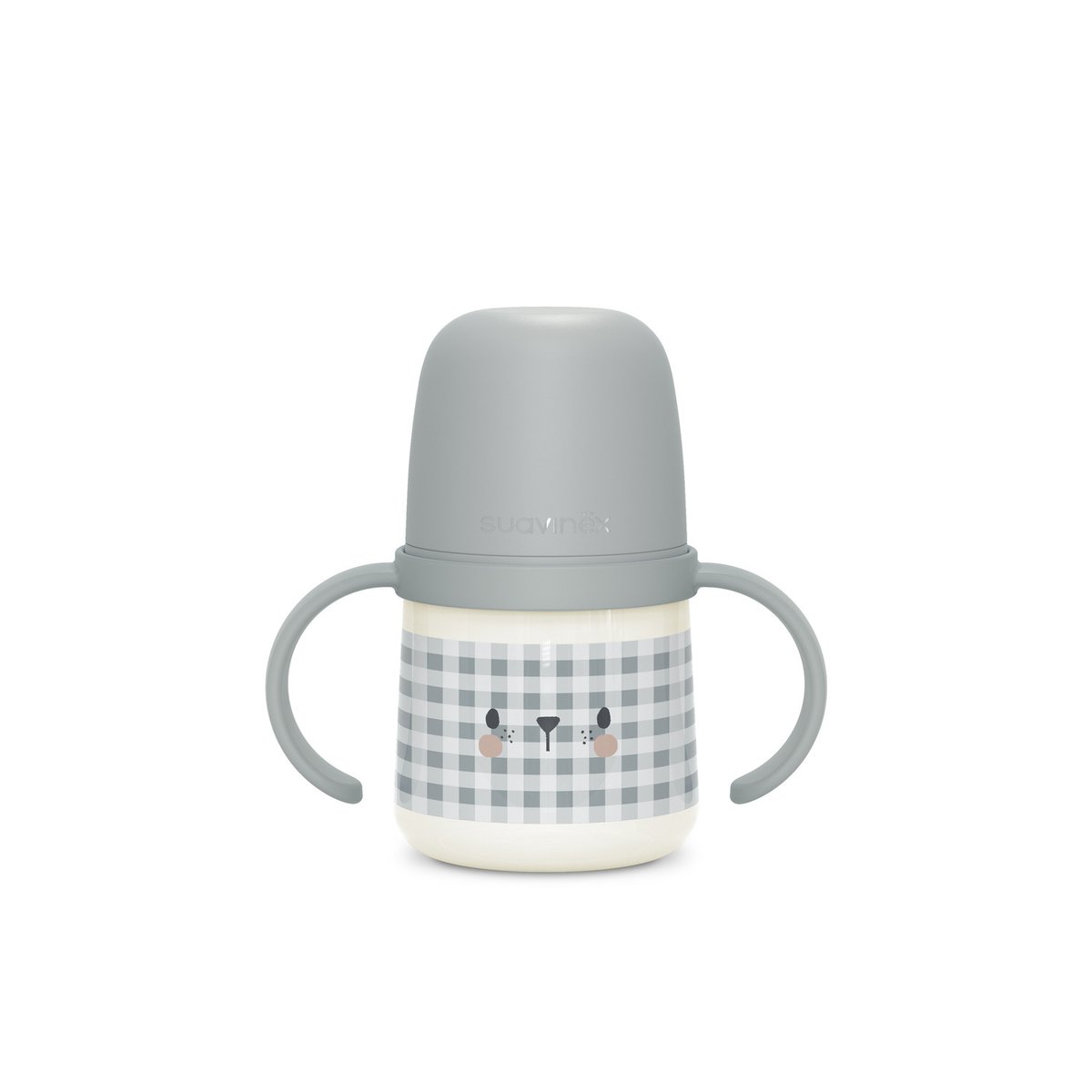 Biberon phosphorescent avec anses et bec silicone ours, SUAVINEX