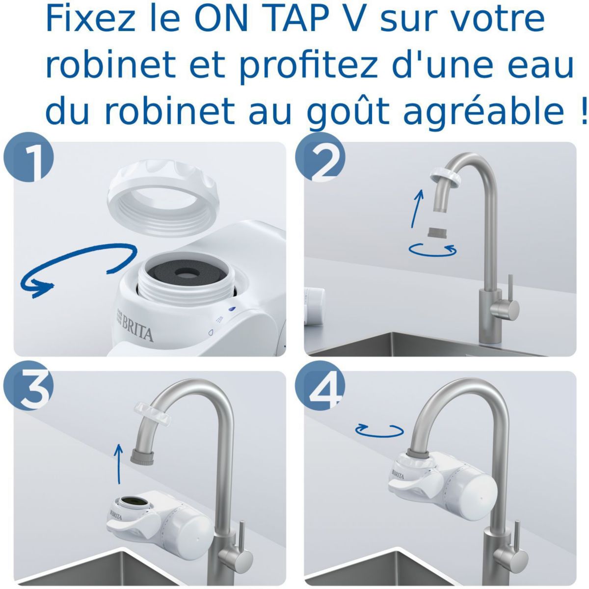 Filtre à eau Système On Tap V + 1 cartouche On Tap V couleur unique, BRITA