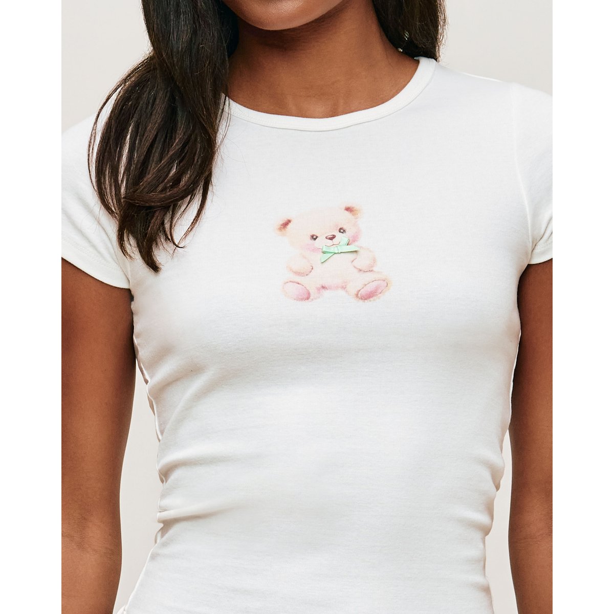 T-shirt jersey motif chaton CUTEANIMIZ blanc, UNDIZ