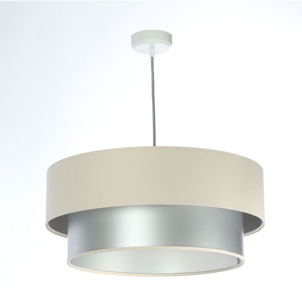 Suspension en tissu, DUO ÉLÉGANT crême et argent satiné et brillant, BPS KONCEPT