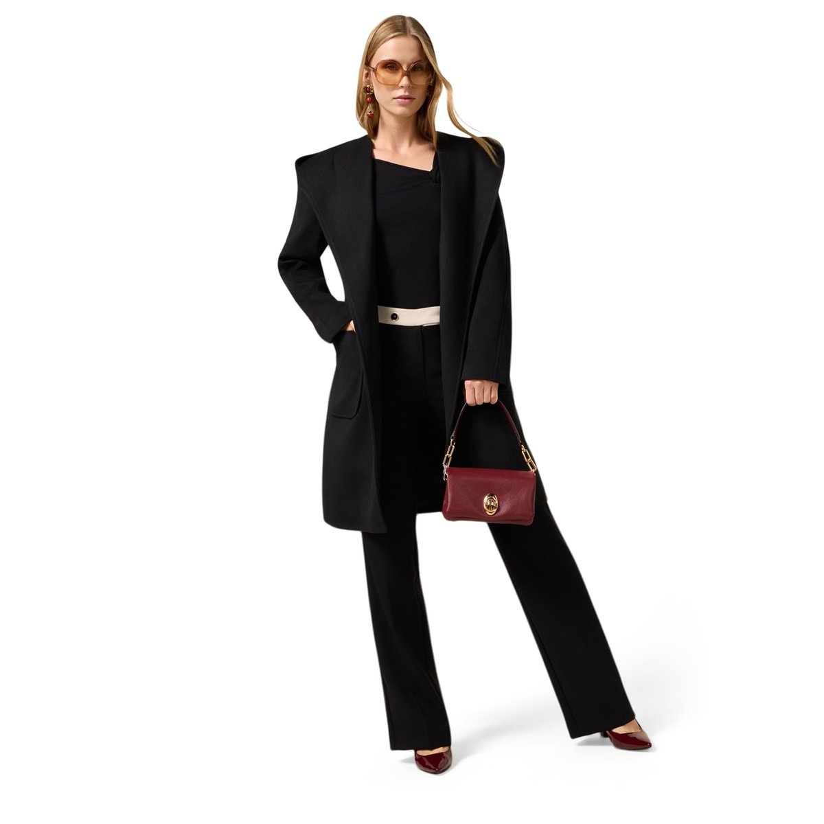 Pantalon palazzo avec détail contrastant noir, OLTRE
