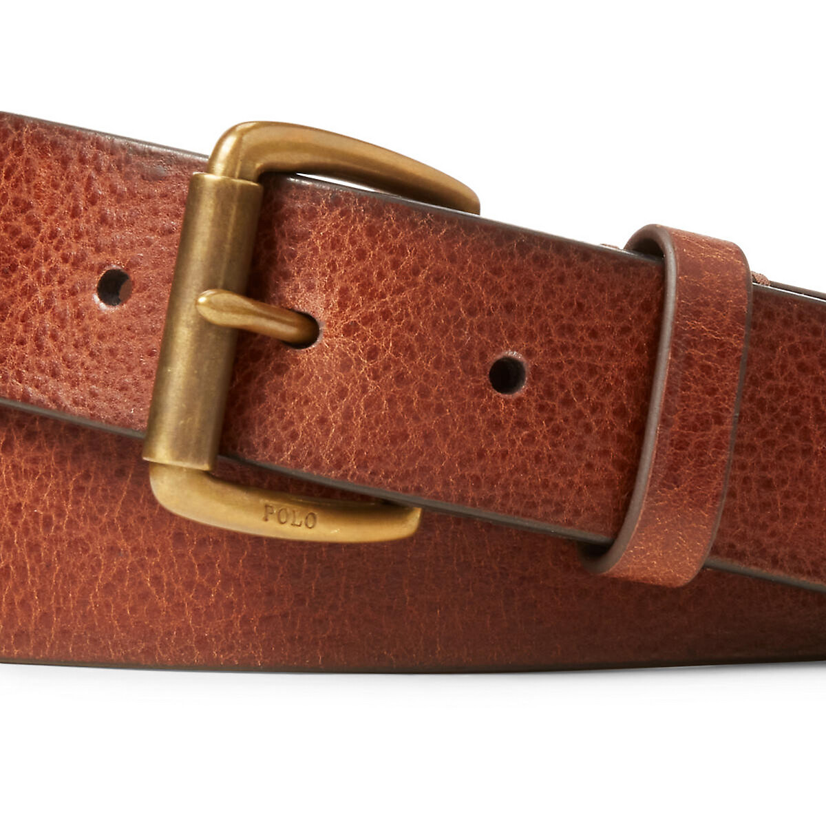 Cintura in pelle martellata marrone, POLO RALPH LAUREN