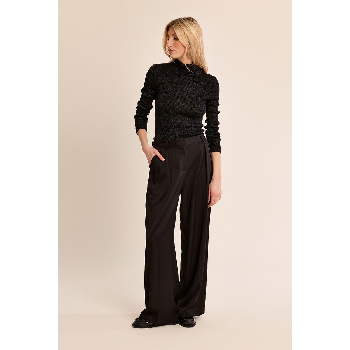 Pantalon à pinces droit noir, MOLLY BRACKEN