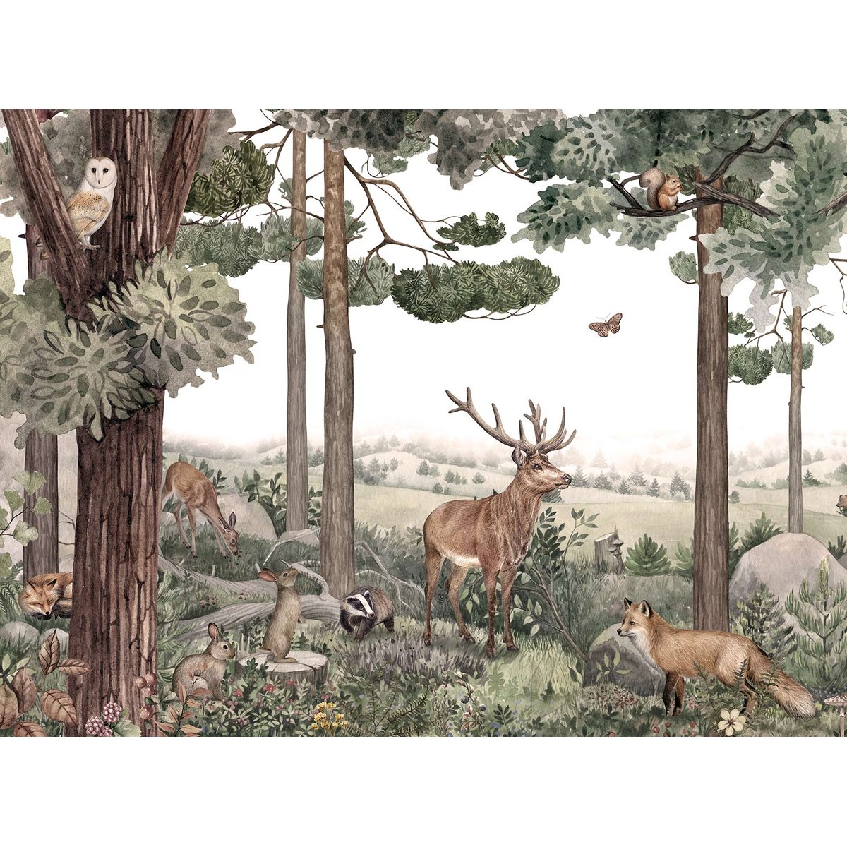 Papier peint a l'ombre du cerf intissé, HEXOA