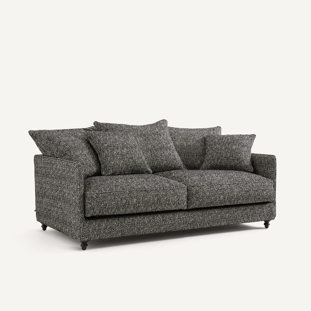Canapé compact convertible, 3 places, en bouclette, LAZARE noir, AM.PM