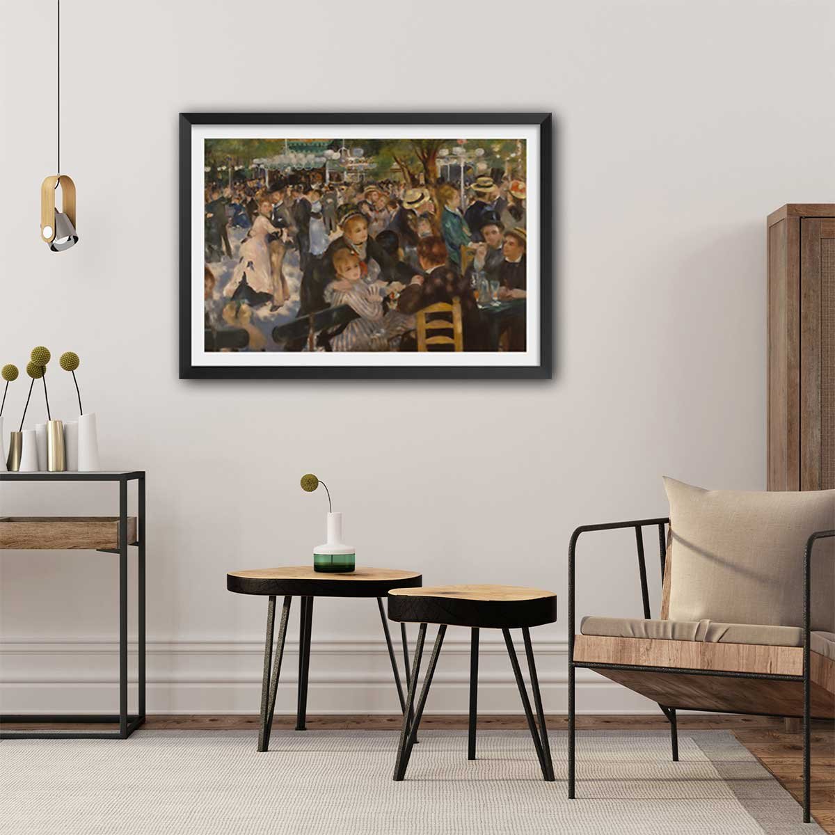 Poster Bal du moulin de la galette - Auguste Renoir affiche + cadre en bois - noir, HEXOA