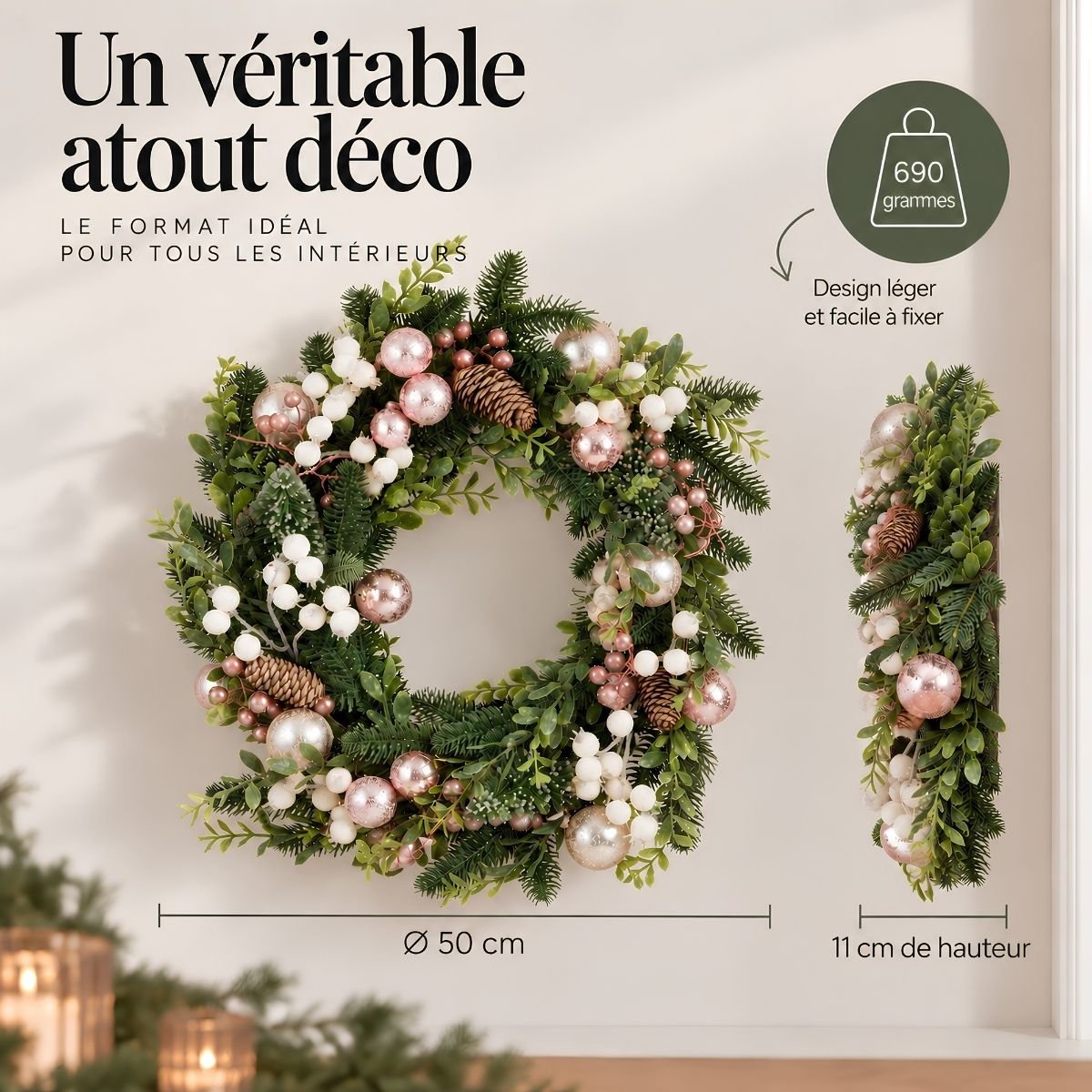 Couronne rose, MICA DECORATIONS