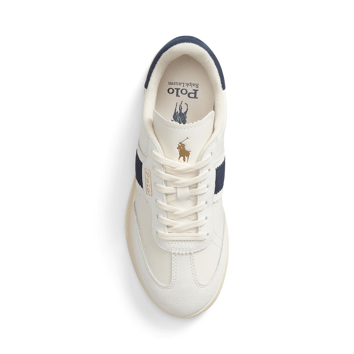 Baskets en cuir HERITAGE AERA blanc/bleu marine, POLO RALPH LAUREN