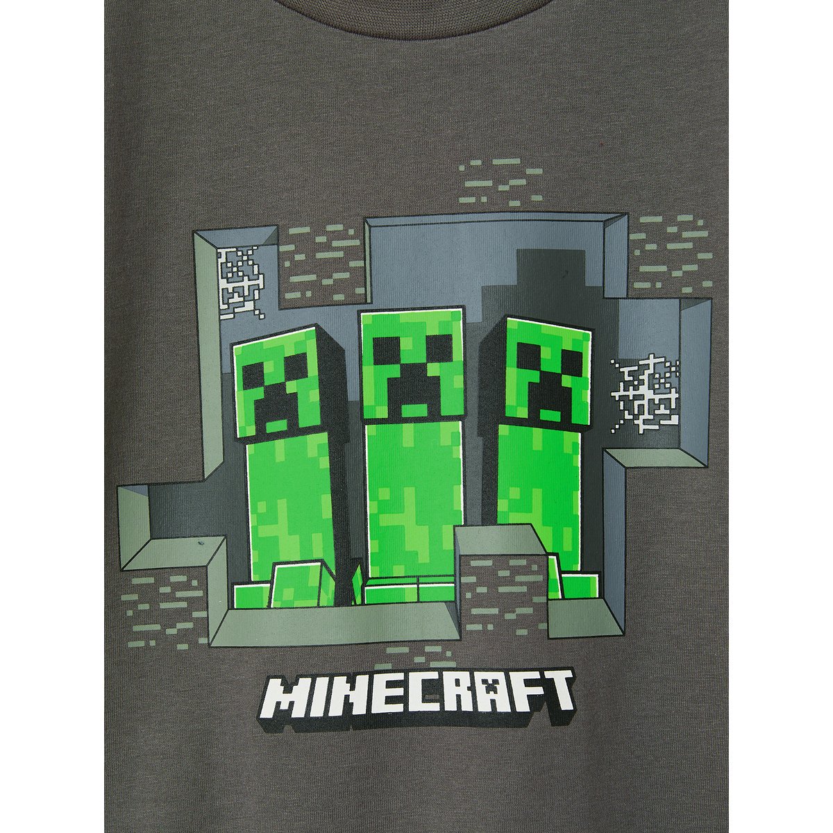 T shirt manches courtes Minecraft gris souris, VERTBAUDET