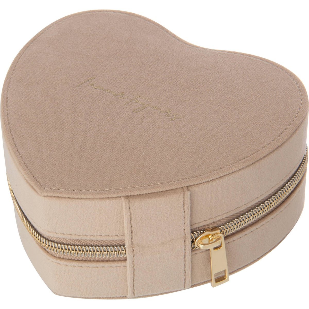 Boîte à bijoux cœur en velours beige, RECOLLECTION