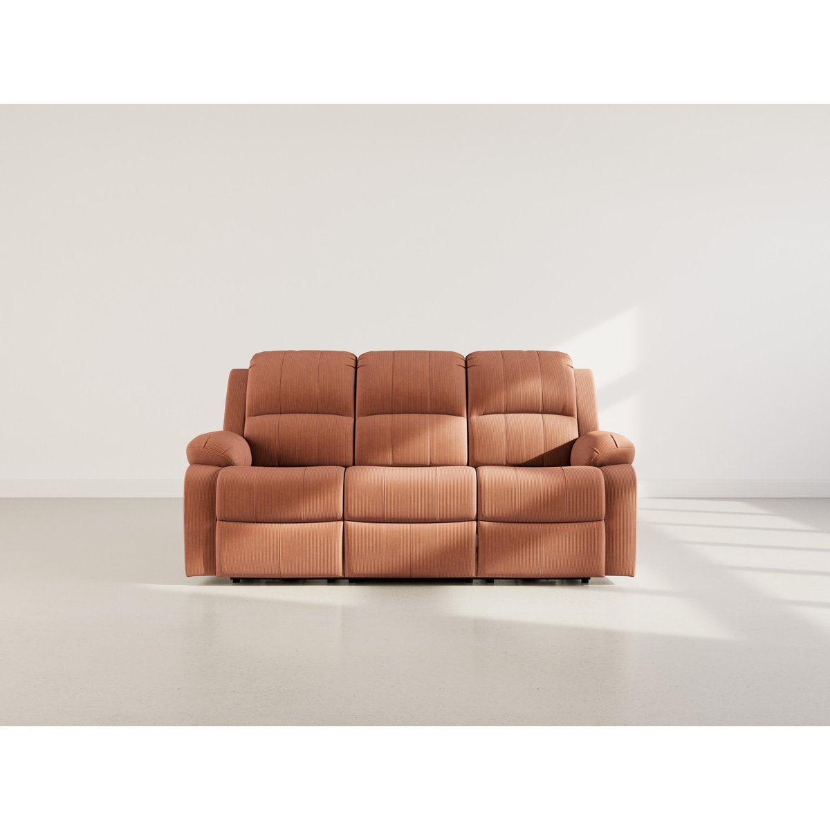 Canapé relax électrique velours côtelé 3pl, ARMAND terracotta, BEST MOBILIER