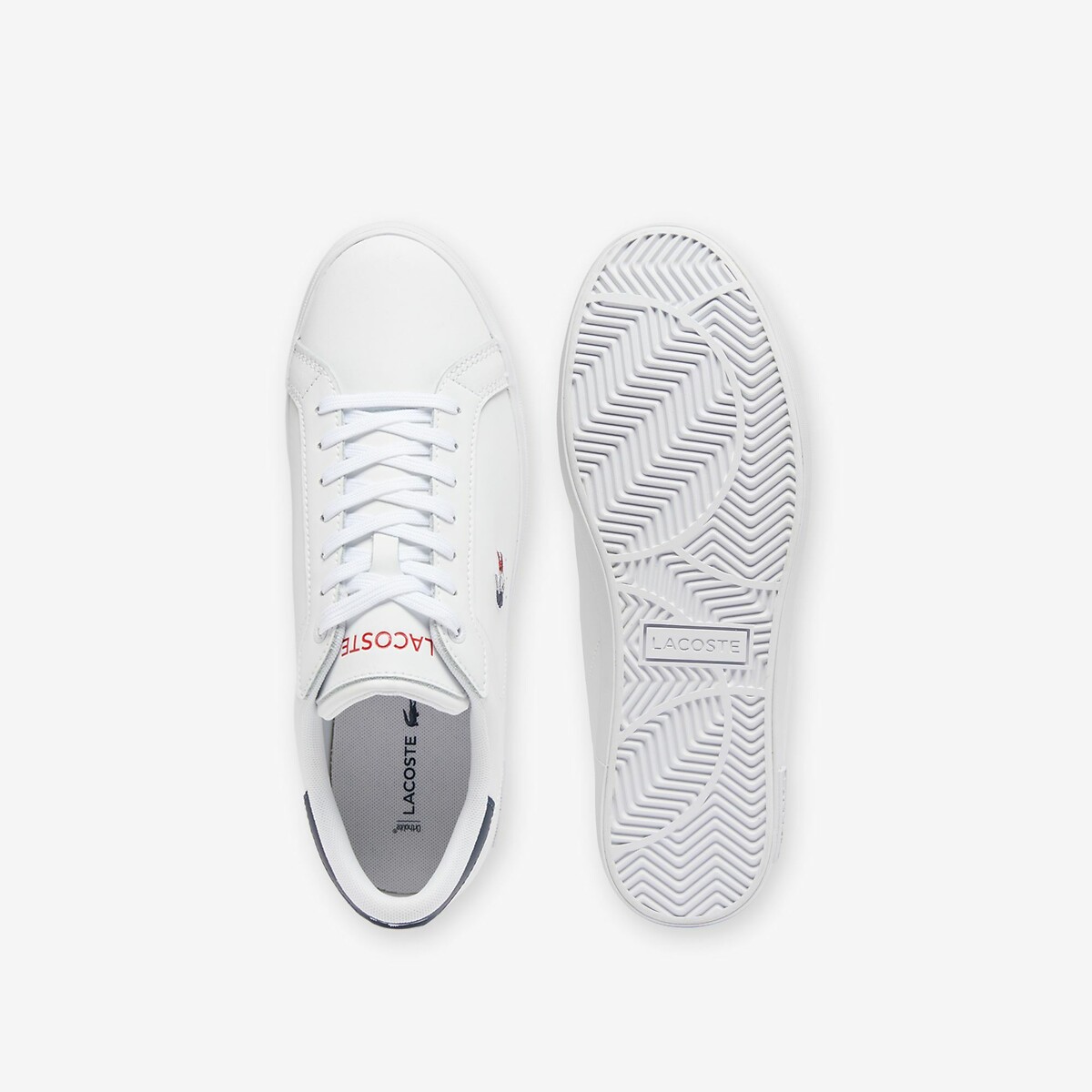 Baskets basses Powercourt blanc/bleu/rouge, LACOSTE
