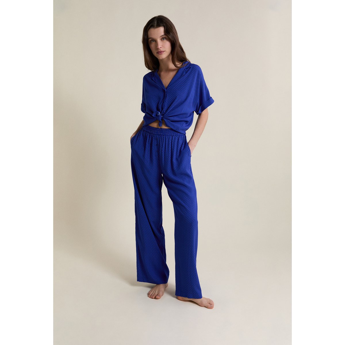 Pantalon de pyjama à pois AYMERIK bleu royal, ETAM