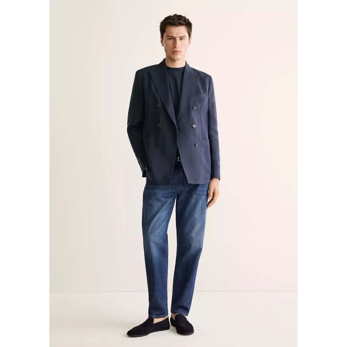 Veste costume slim fit croisée bleu marine, MANGO MAN