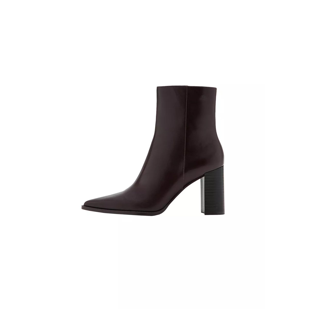 Bottines pointues talon bloc chocolat, MANGO