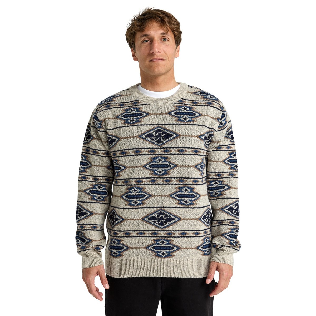 Pull à col rond en fils d'acrylique et de laine recyclés RANCHERO beige chino, BILLABONG