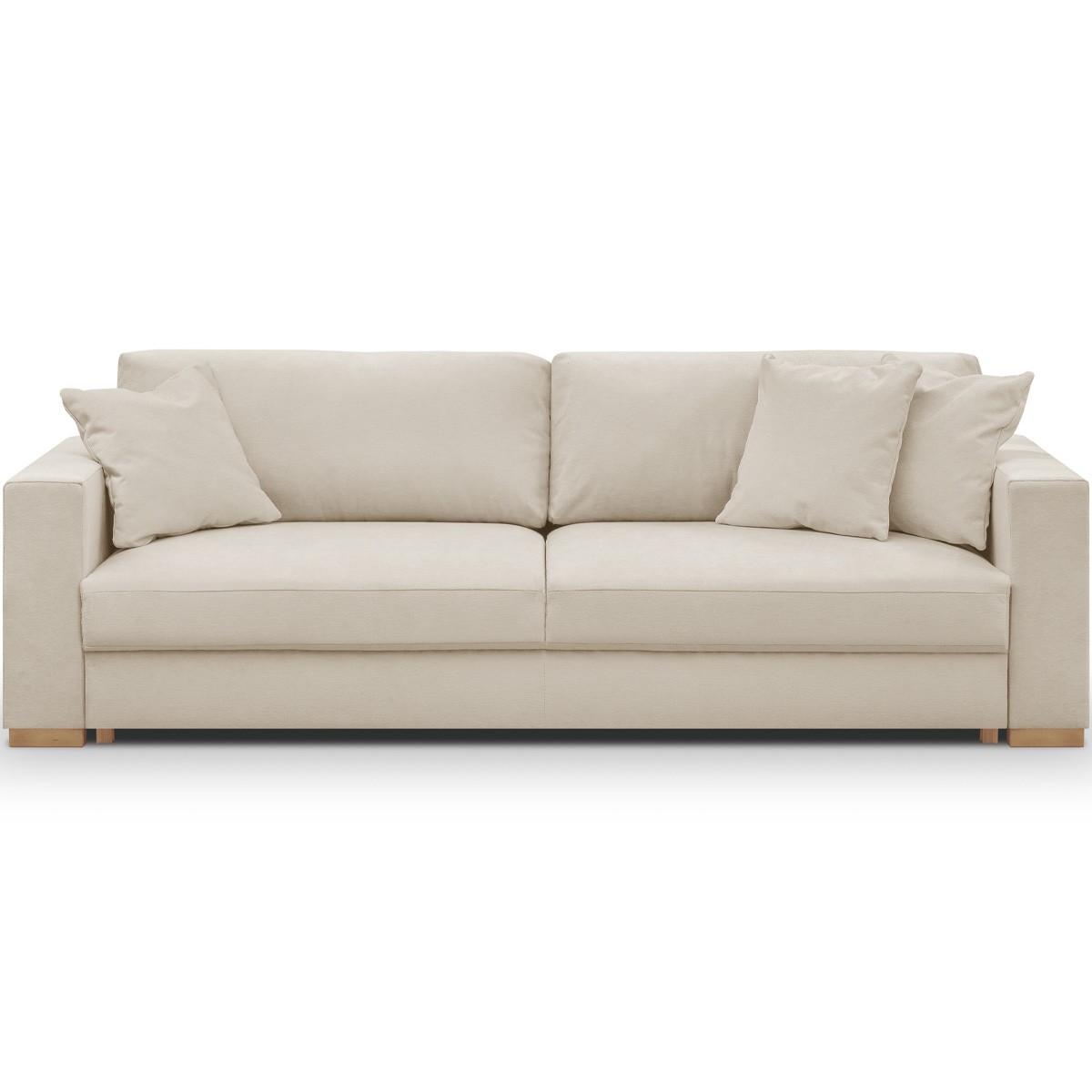 Canapé convertible 3 places en velours côtelé - ROBIN tissu chenille beige, HOMIFAB