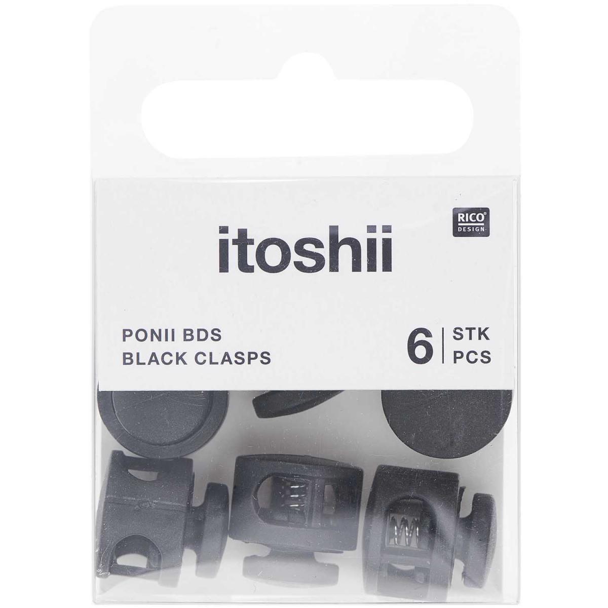 Itoshii pack de 6 claps de cordon noir couleur unique, RICO DESIGN
