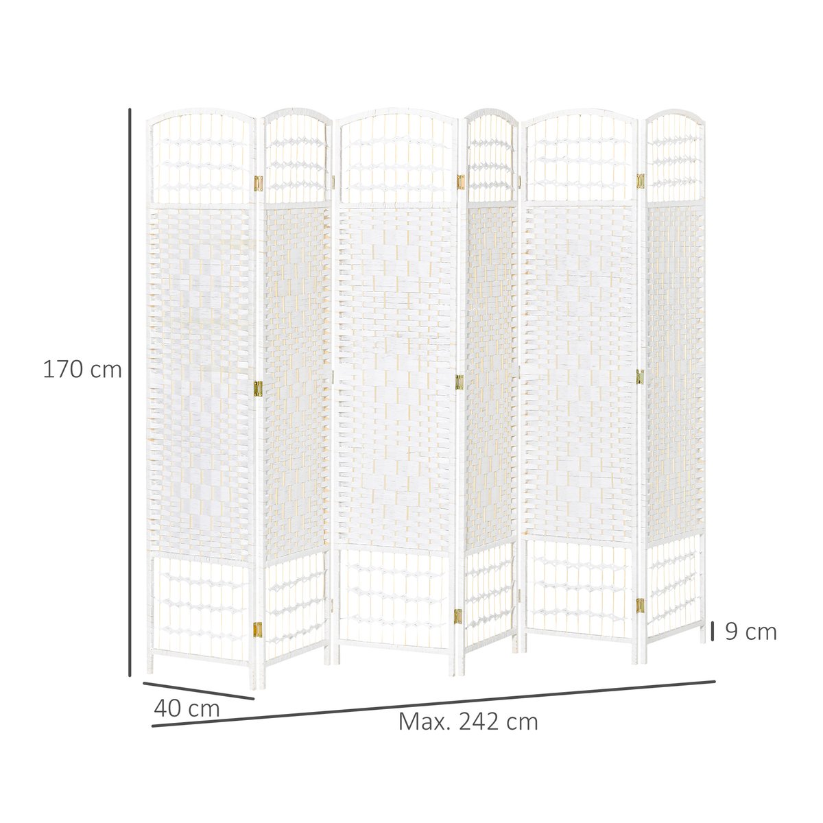 Écran de confidentialité Fibre de papier blanc, HOMCOM