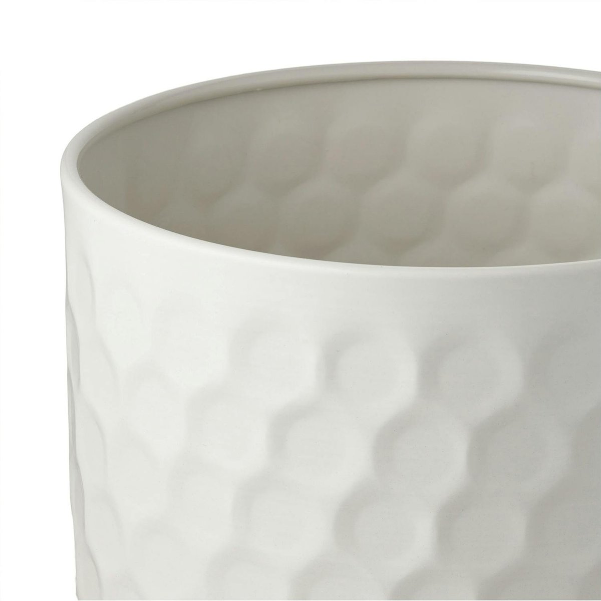 Cache-pot décoratif salon métal blanc design nid d'abeille blanc, PIER IMPORT