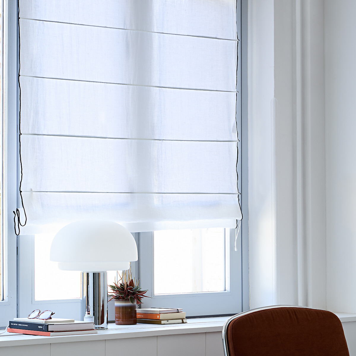 Estore romano, em linho, Onega branco, LA REDOUTE INTERIEURS