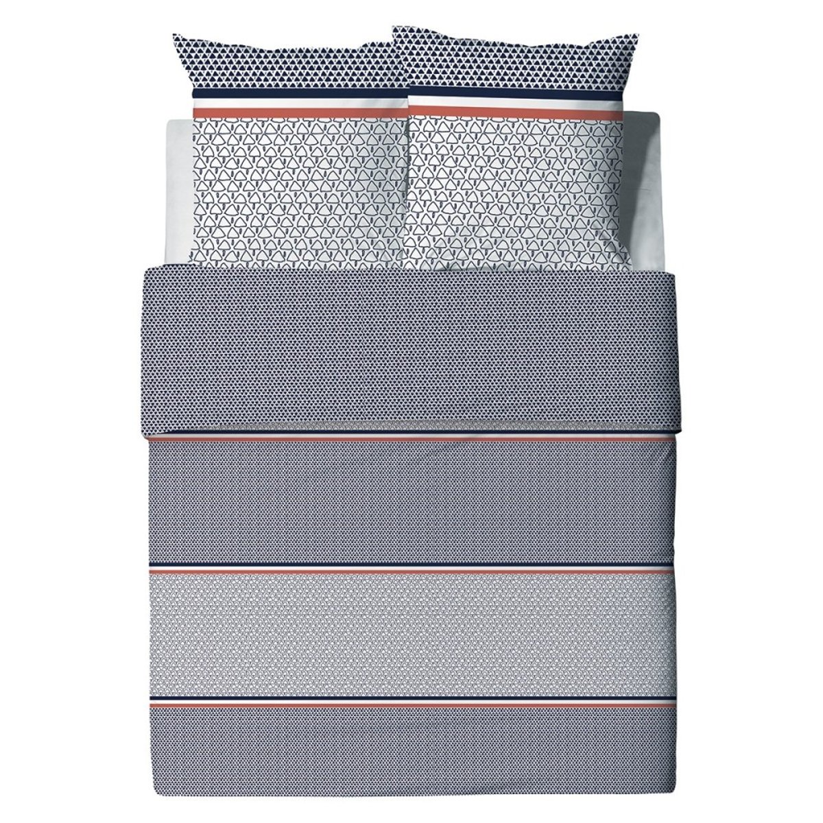 Housse de couette 260x240 Tilak + 2 taies coton 57 fils blanc, DECORATIE
