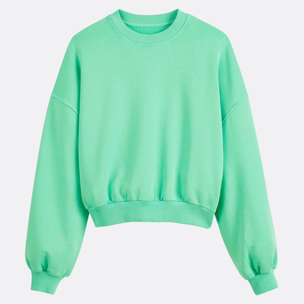 Sweat ample et court, col rond vert, LA REDOUTE COLLECTIONS