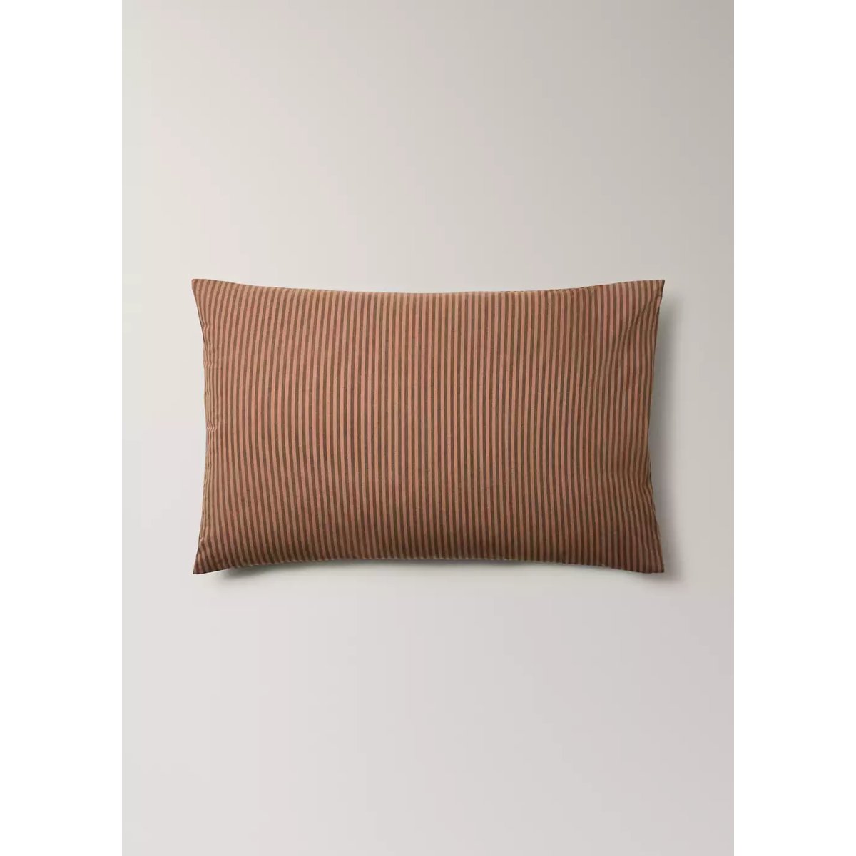 Deux taies d'oreiller percale de coton 200 fils imprimé rayures fines kodak 50 x 75 cm marron, MANGO HOME