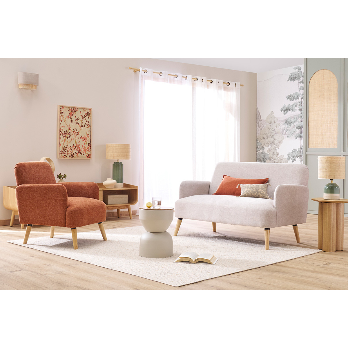 Fauteuil scandinave ISKO terra cotta, MILIBOO