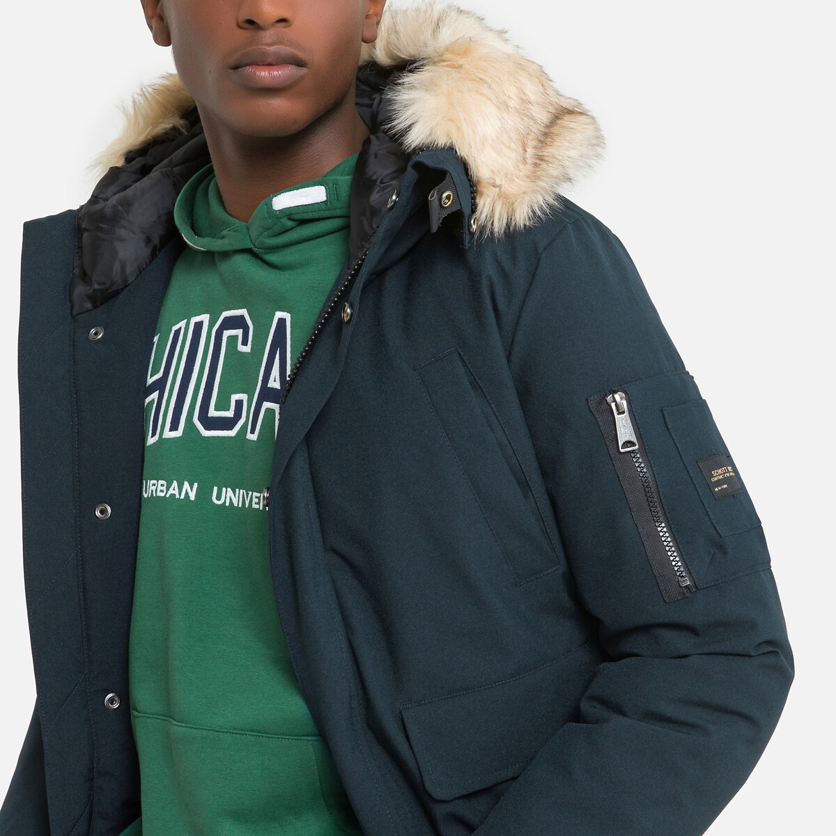 Parka à capuche 10-16 ans bleu marine, SCHOTT