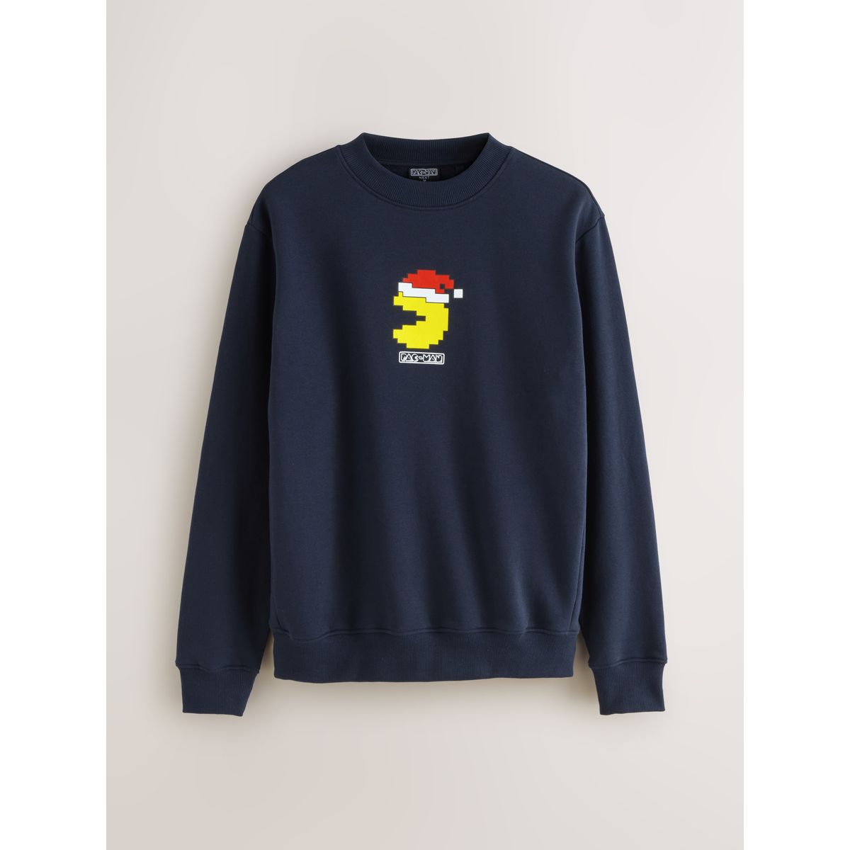 Sweat col rond de noël sous licence pacman bleu marine, NEXT