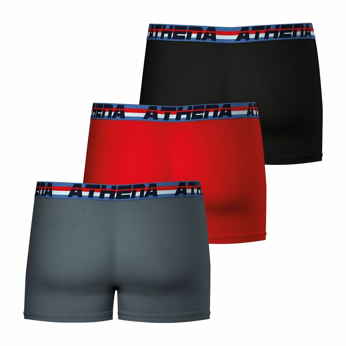 Lot de 3 boxers Full Stretch noir + rouge + noir, ATHENA