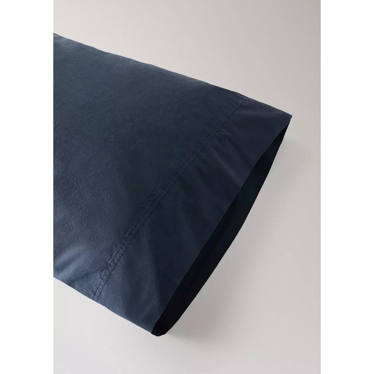 Taie d'oreiller coton garment-dyed dentelle large 45x110 cm bleu marine, MANGO HOME