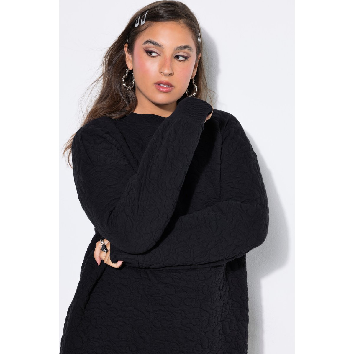 Robe mini en molleton, coupe oversize noir, STUDIO UNTOLD