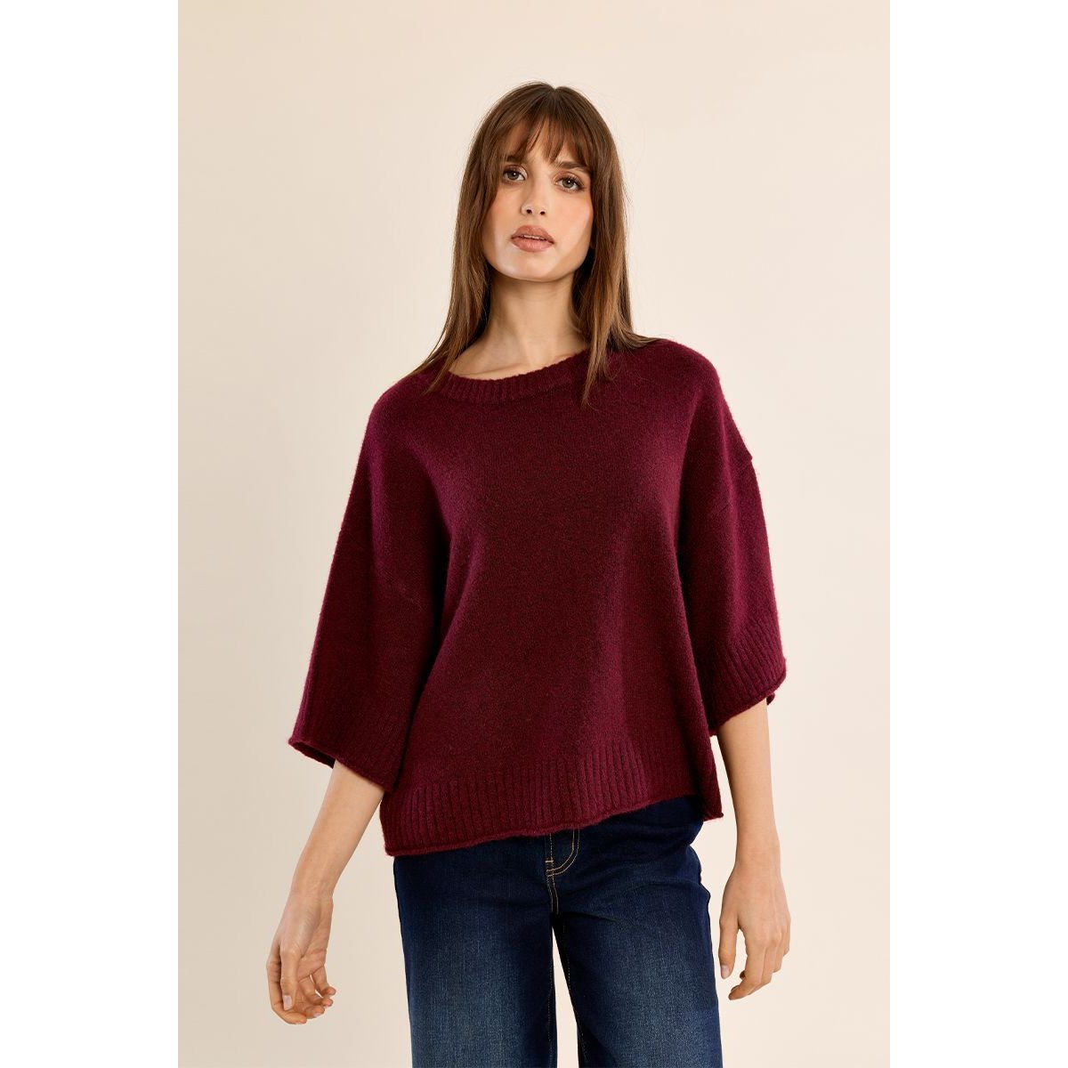 Pull en maille évasé dark red, MOLLY BRACKEN