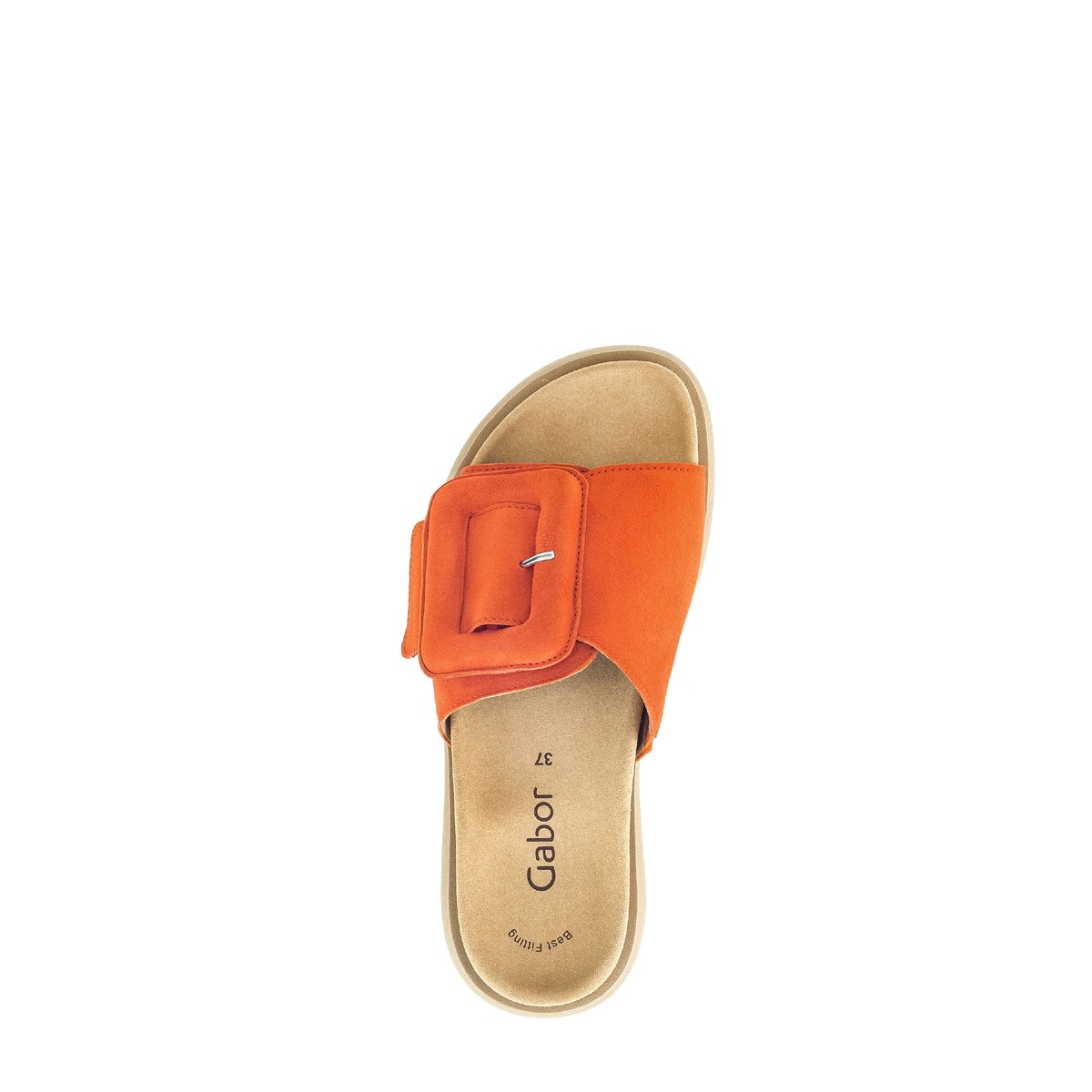 Mules en à talon compensé orange velours, GABOR