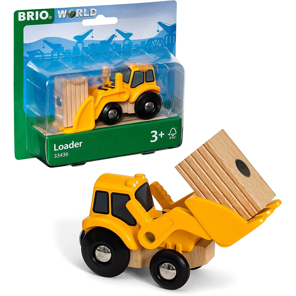 Chargeuse Tractopelle jaune, BRIO