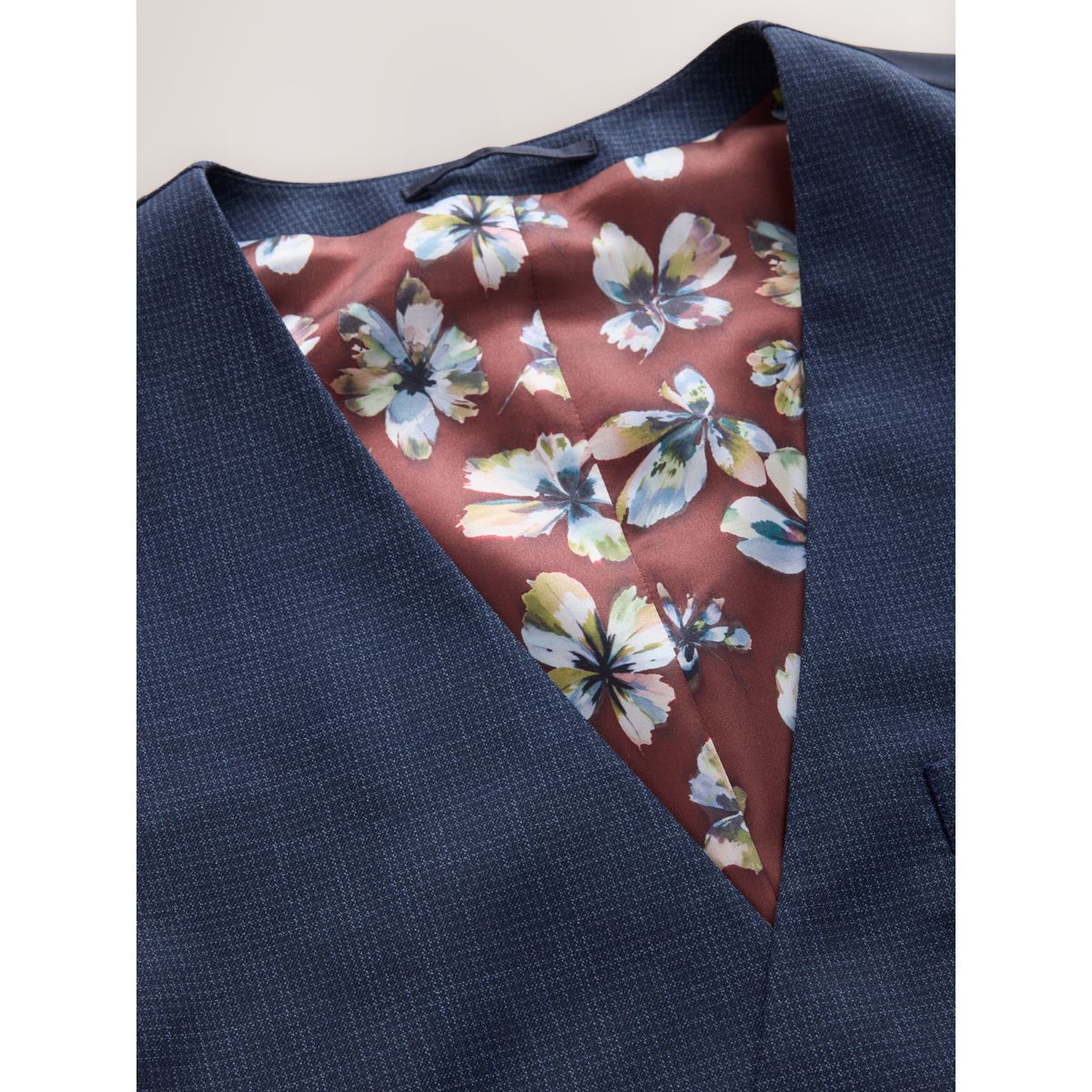Gilet costume standard croisé pied-de-poule bleu marine, NEXT