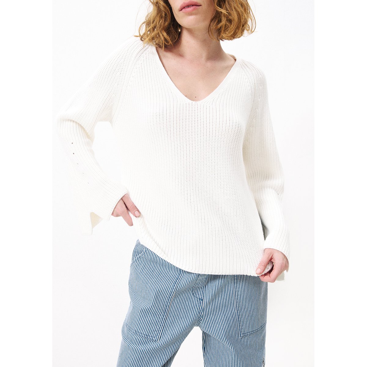 Pantalons en coton POLETTE bleu jean, FRNCH